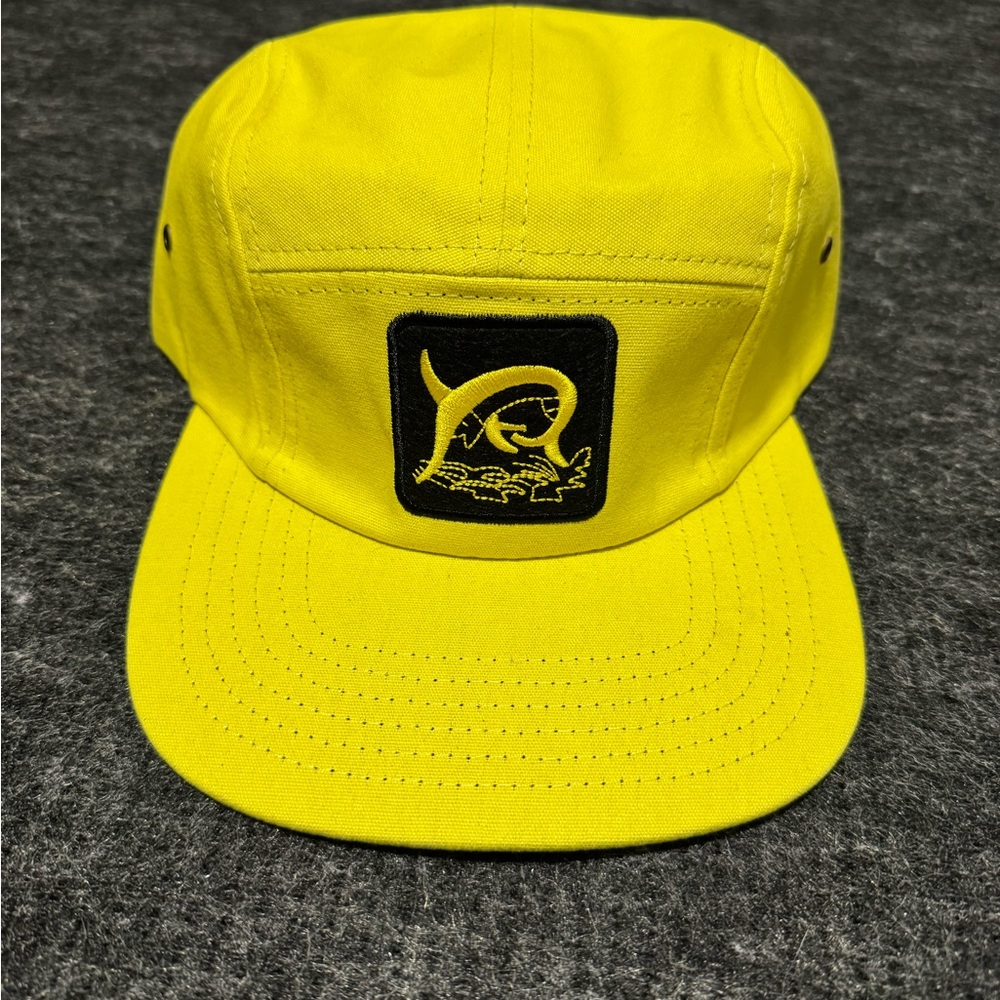 Marlin Fishing 5 Panel Short Bill Strapback Hat Cap Mens Yellow Swordfish New